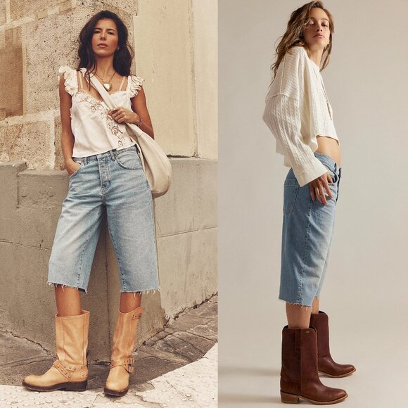 Sold - NWT New Free People We The Free Relaxed Capri Drummer Boy Jeans Size 27 - Picture 2 of 10